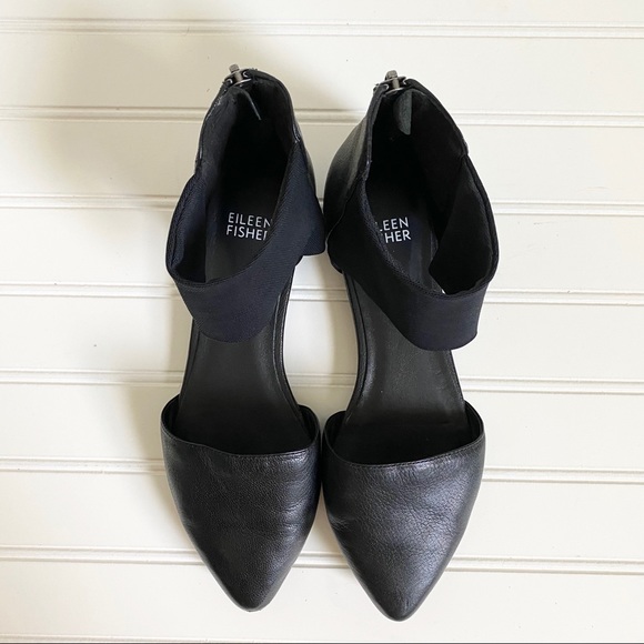Eileen Fisher Black Allot Pointy Toe Flats 7.5 - Picture 8 of 14